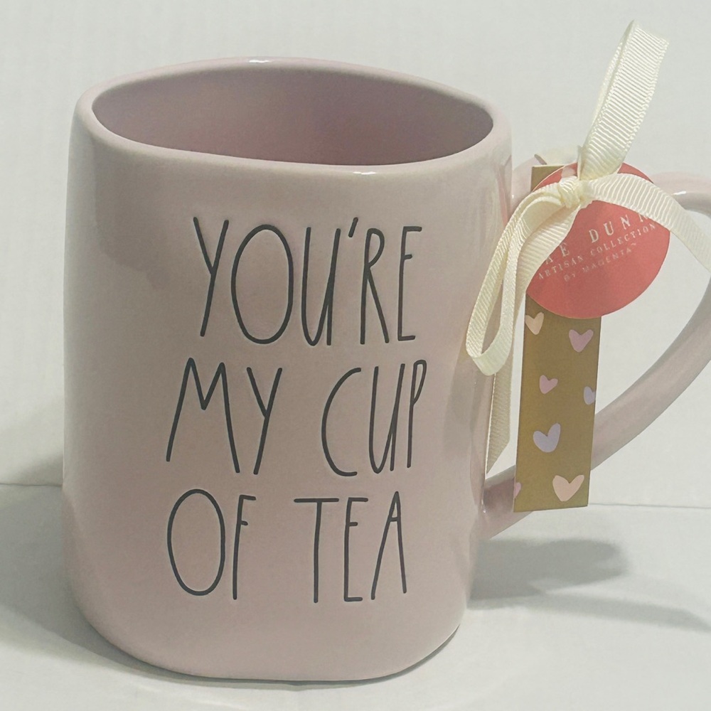 Rae Dunn pink ceramic heart handled mug YOU’RE MY CUP OF TEA